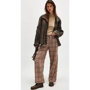 Free People Women’s Hudson Canyon Plaid Pants NWT Sz Large Boho Preppy Grunge